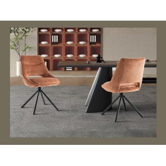 Lote de 2 sillas YUMENA - Tela color óxido - Patas de metal - Diseño compacto - Elegancia cálida y moderna