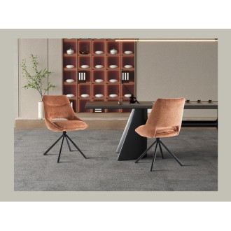 Lote de 2 sillas YUMENA - Tela color óxido - Patas de metal - Diseño compacto - Elegancia cálida y moderna