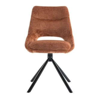 Lote de 2 sillas YUMENA - Tela color óxido - Patas de metal - Diseño compacto - Elegancia cálida y moderna