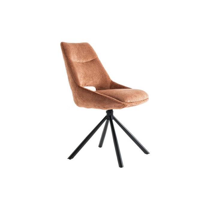 Lote de 2 sillas YUMENA - Tela color óxido - Patas de metal - Diseño compacto - Elegancia cálida y moderna