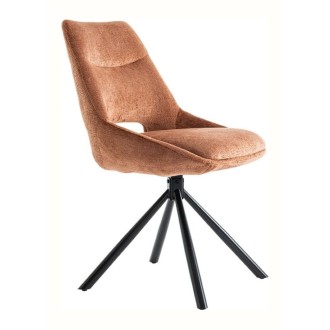 Lote de 2 sillas YUMENA - Tela color óxido - Patas de metal - Diseño compacto - Elegancia cálida y moderna