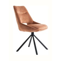Lote de 2 sillas YUMENA - Tela color óxido - Patas de metal - Diseño compacto - Elegancia cálida y moderna