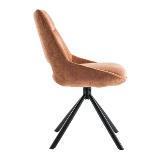 Lote de 2 sillas YUMENA - Tela color óxido - Patas de metal - Diseño compacto - Elegancia cálida y moderna