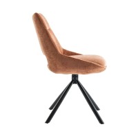 Lote de 2 sillas YUMENA - Tela color óxido - Patas de metal - Diseño compacto - Elegancia cálida y moderna