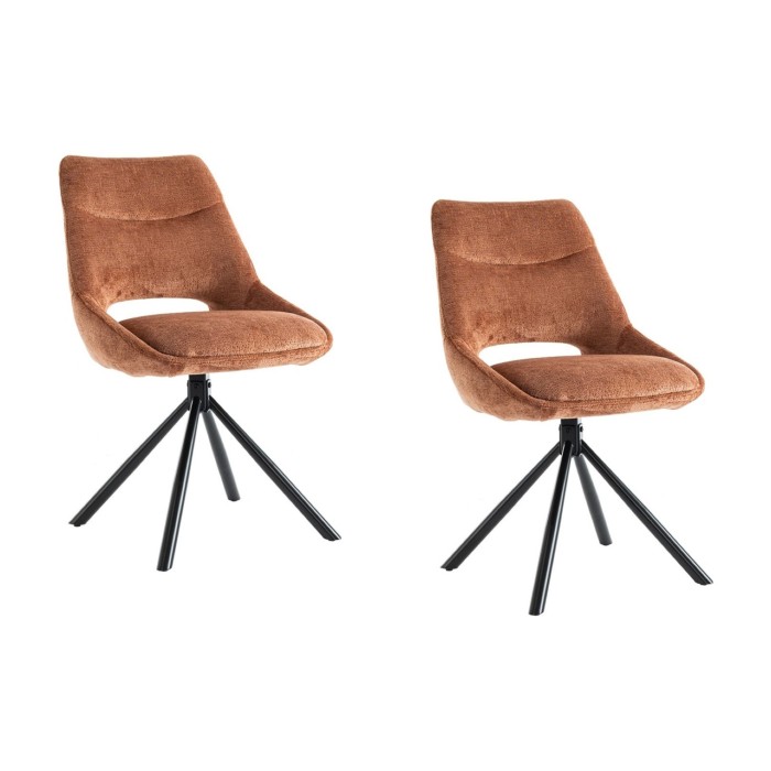 Lote de 2 sillas YUMENA - Tela color óxido - Patas de metal - Diseño compacto - Elegancia cálida y moderna