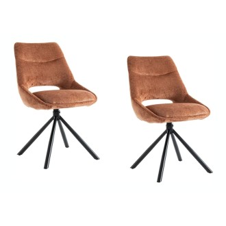 Lote de 2 sillas YUMENA - Tela color óxido - Patas de metal - Diseño compacto - Elegancia cálida y moderna