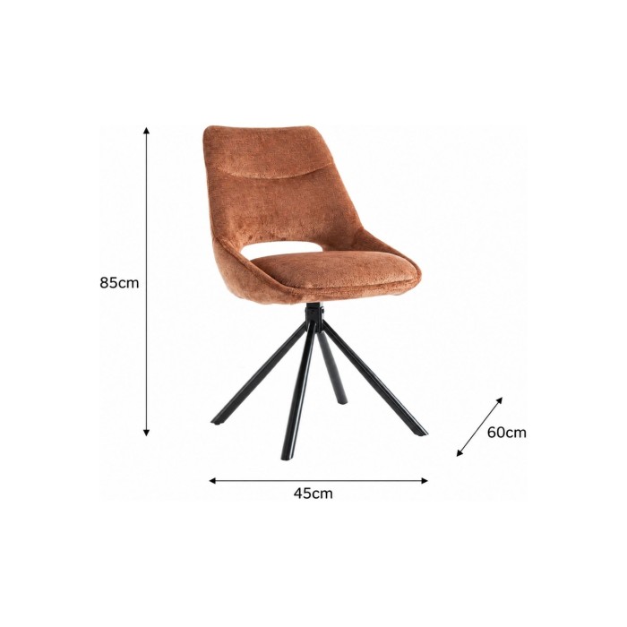 Lote de 2 sillas YUMENA - Tela color óxido - Patas de metal - Diseño compacto - Elegancia cálida y moderna