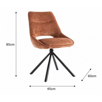 Lote de 2 sillas YUMENA - Tela color óxido - Patas de metal - Diseño compacto - Elegancia cálida y moderna
