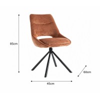 Lote de 2 sillas YUMENA - Tela color óxido - Patas de metal - Diseño compacto - Elegancia cálida y moderna