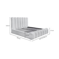 Bed met opbergruimte BADJA – Bouclé stof Terracota – 140x200 cm – Opklapbare lattenbodem – Luxe design