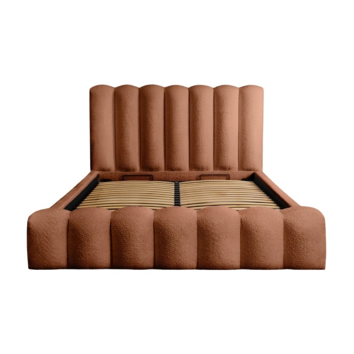 Lit coffre BADJA terracota 140x200cm vu de face sans matelas