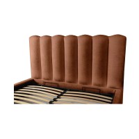 Bed met opbergruimte BADJA – Bouclé stof Terracota – 140x200 cm – Opklapbare lattenbodem – Luxe design