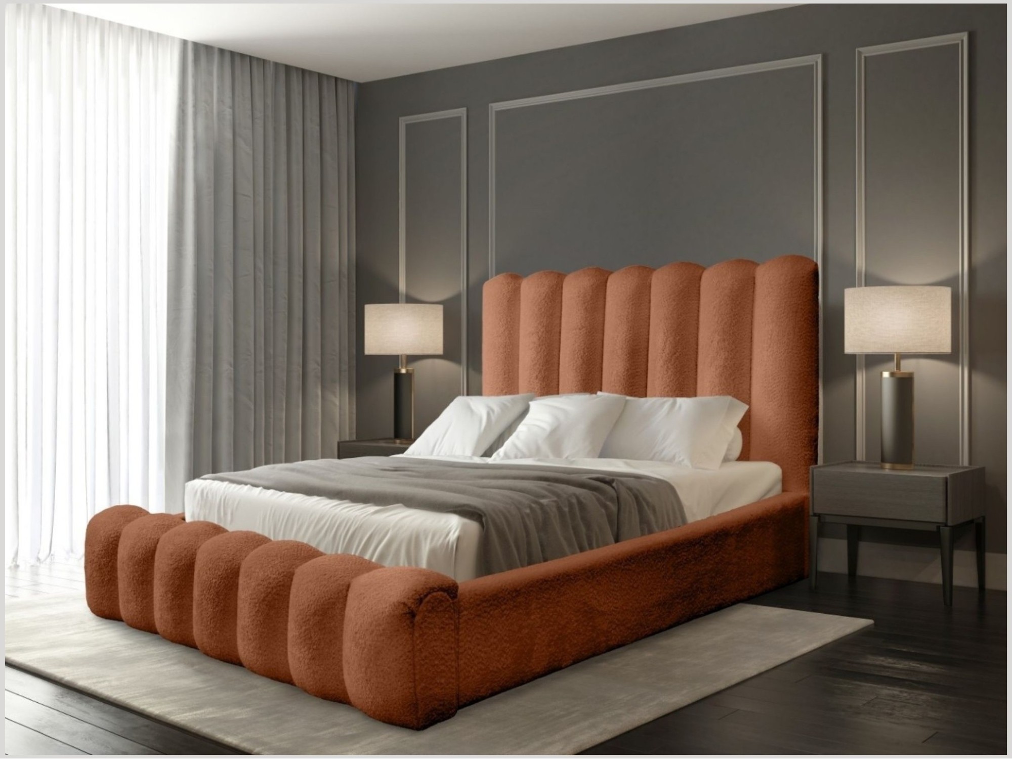 Lit coffre BADJA terracota 140x200cm mis en situation