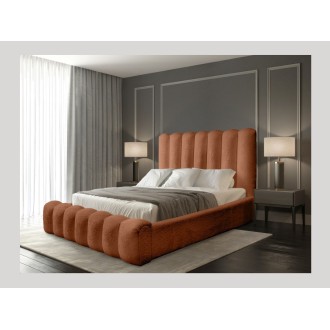 Bed met opbergruimte BADJA – Bouclé stof Terracota – 140x200 cm – Opklapbare lattenbodem – Luxe design