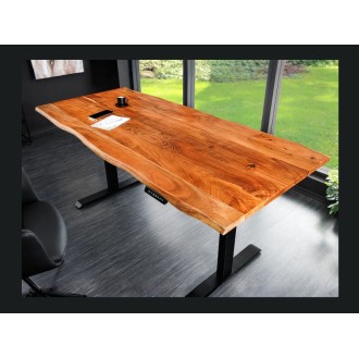 Bureau ARKAYA 140cm en acacia réglable en hauteur vu de haut