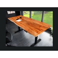 Bureau ARKAYA 140cm en acacia réglable en hauteur vu de haut