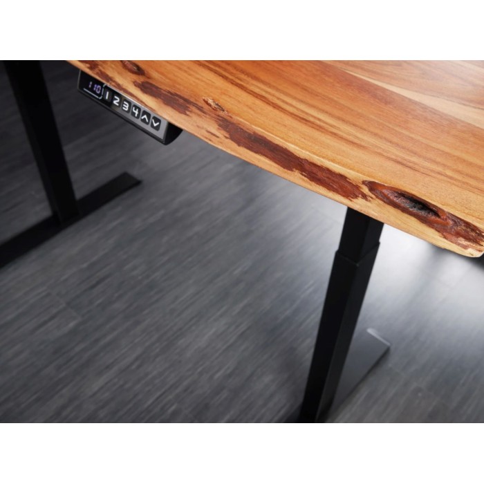 Bureau électrique haut de gamme ARKAYA 140 cm in massief acaciahout met natuurlijke rand - Verstelbare hoogte