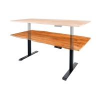 Zoom sur la réglabilité du bureau ARKAYA 140cm en acacia réglable en hauteur