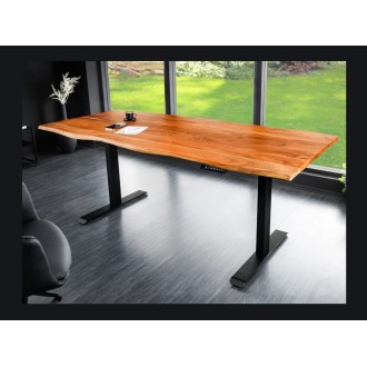 Bureau électrique haut de gamme ARKAYA 140 cm in massief acaciahout met natuurlijke rand - Verstelbare hoogte