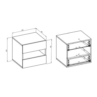 Comodino VOX con 2 cassetti e uno scomparto, colore quercia e beige
