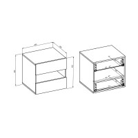Comodino VOX con 2 cassetti e uno scomparto, colore quercia e beige