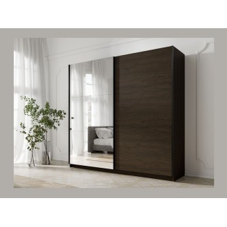 Armario ARSALA 200 cm nogal con espejo y puertas correderas de diseño