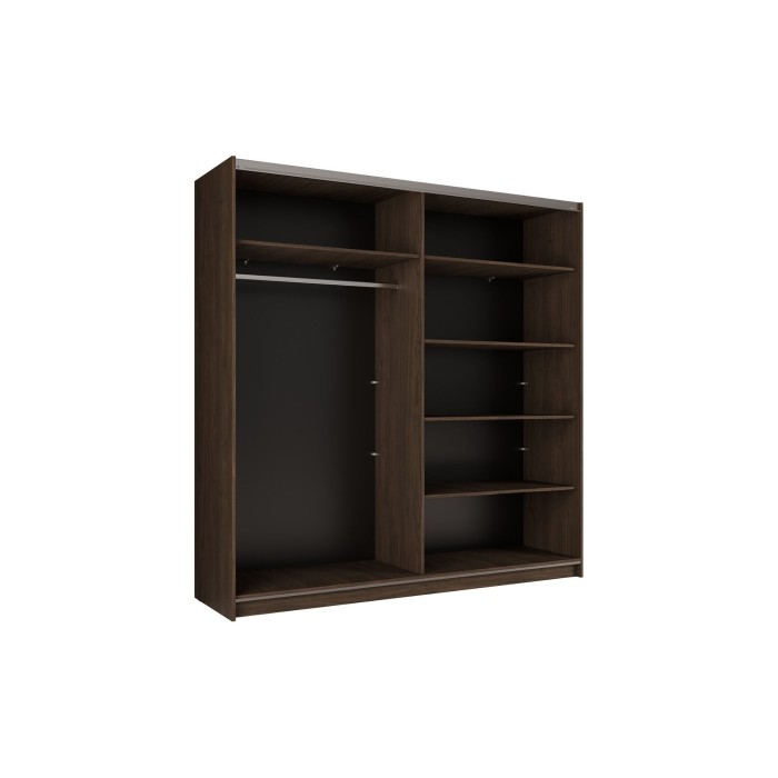 Armario ARSALA 200 cm nogal con espejo y puertas correderas de diseño