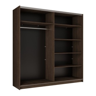 Armario ARSALA 200 cm nogal con espejo y puertas correderas de diseño