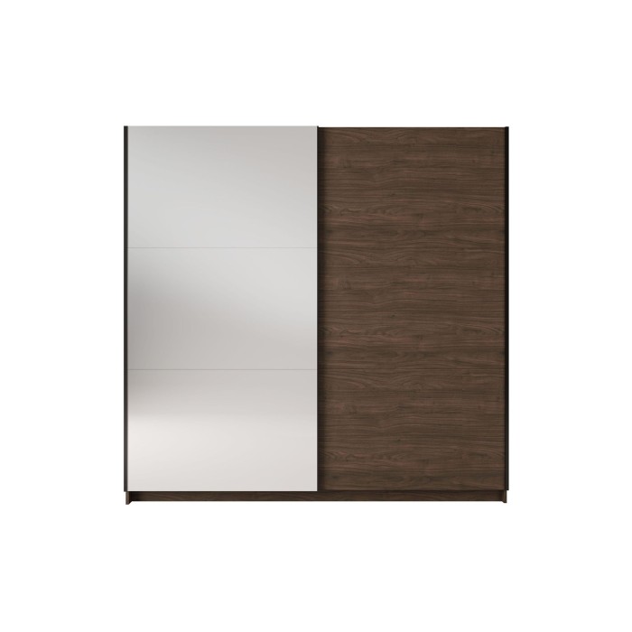 Armario ARSALA 200 cm nogal con espejo y puertas correderas de diseño