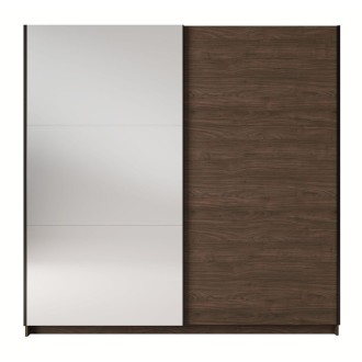 Armario ARSALA 200 cm nogal con espejo y puertas correderas de diseño