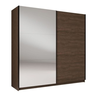 Armario ARSALA 200 cm nogal con espejo y puertas correderas de diseño