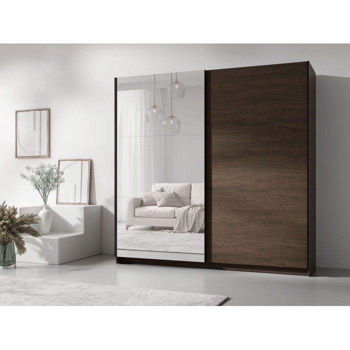 Armoire ARSALA noyer vue de face en situation