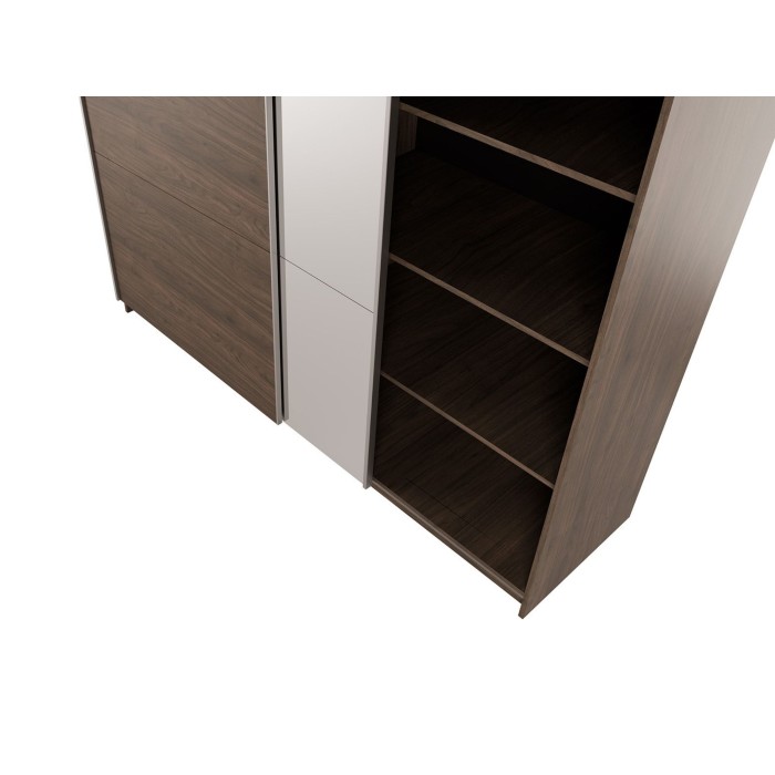 Armario ARSALA 200 cm nogal con espejo y puertas correderas de diseño