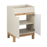 Insieme ERMANO cashmere 60cm: mobile sotto lavabo + piano per lavabo bisellato + lavabo da appoggio bianco