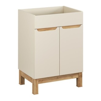 Insieme ERMANO cashmere 60cm: mobile sotto lavabo + piano per lavabo bisellato + lavabo da appoggio bianco
