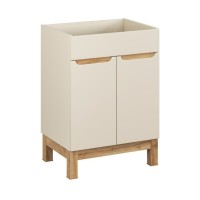 Insieme ERMANO cashmere 60cm: mobile sotto lavabo + piano per lavabo bisellato + lavabo da appoggio bianco