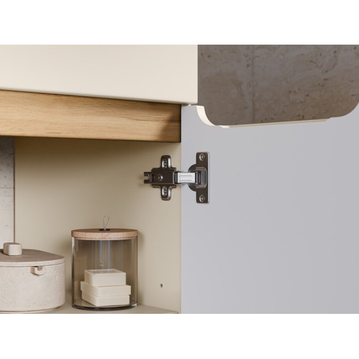 Insieme ERMANO cashmere 60cm: mobile sotto lavabo + piano per lavabo bisellato + lavabo da appoggio bianco