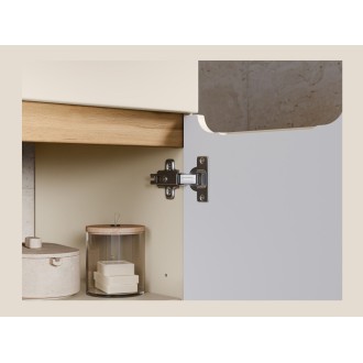 Insieme ERMANO cashmere 60cm: mobile sotto lavabo + piano per lavabo bisellato + lavabo da appoggio bianco