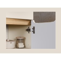 Insieme ERMANO cashmere 60cm: mobile sotto lavabo + piano per lavabo bisellato + lavabo da appoggio bianco