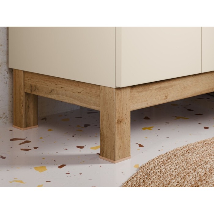 Insieme ERMANO cashmere 60cm: mobile sotto lavabo + piano per lavabo bisellato + lavabo da appoggio bianco