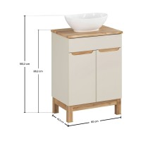 Insieme ERMANO cashmere 60cm: mobile sotto lavabo + piano per lavabo bisellato + lavabo da appoggio bianco
