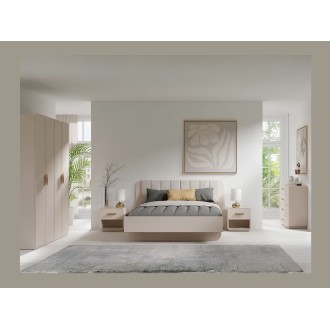Kommode mit 4 Schubladen AMALIE – Farbe Sandbeige – L100 x H93 x P42 cm – Elegante Ausführung und sanfte Formen