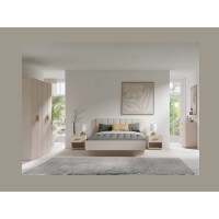 Kommode mit 4 Schubladen AMALIE – Farbe Sandbeige – L100 x H93 x P42 cm – Elegante Ausführung und sanfte Formen