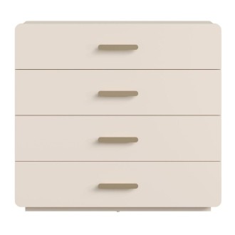Kommode mit 4 Schubladen AMALIE – Farbe Sandbeige – L100 x H93 x P42 cm – Elegante Ausführung und sanfte Formen