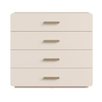 Kommode mit 4 Schubladen AMALIE – Farbe Sandbeige – L100 x H93 x P42 cm – Elegante Ausführung und sanfte Formen