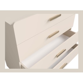 Kommode mit 4 Schubladen AMALIE – Farbe Sandbeige – L100 x H93 x P42 cm – Elegante Ausführung und sanfte Formen