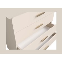 Kommode mit 4 Schubladen AMALIE – Farbe Sandbeige – L100 x H93 x P42 cm – Elegante Ausführung und sanfte Formen