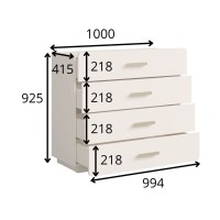 Kommode mit 4 Schubladen AMALIE – Farbe Sandbeige – L100 x H93 x P42 cm – Elegante Ausführung und sanfte Formen