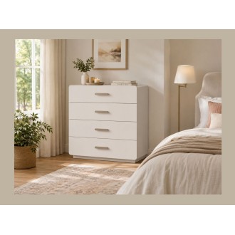 Kommode mit 4 Schubladen AMALIE – Farbe Sandbeige – L100 x H93 x P42 cm – Elegante Ausführung und sanfte Formen