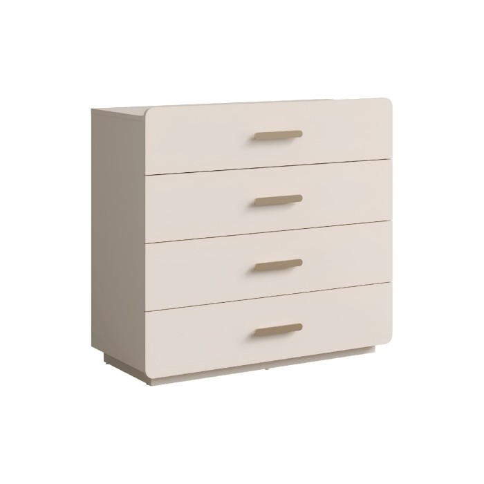 Kommode mit 4 Schubladen AMALIE – Farbe Sandbeige – L100 x H93 x P42 cm – Elegante Ausführung und sanfte Formen